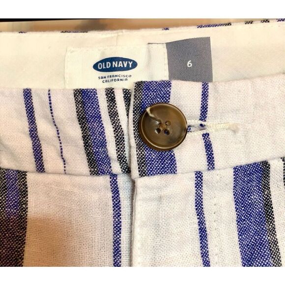 OLD NAVY - NWOT - L Sz 6 Blue Striped Linen Blend Shorts. So Cute! - Picture 4 of 11